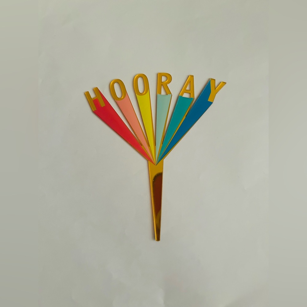 New 2 Colorful HOORAY Cake Toppers Topper - Picture 7 of 8